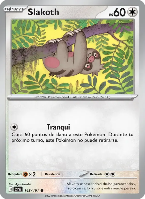 Slakoth — Chispas Fulgurantes 145 Spanish Pokémon card