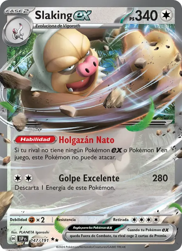Slaking ex — Chispas Fulgurantes 147 Spanish Pokémon card