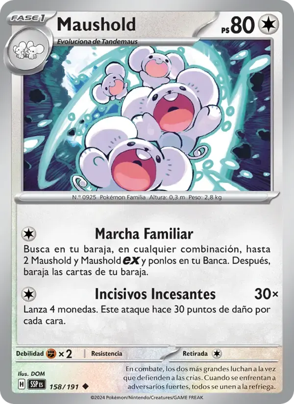 Maushold — Chispas Fulgurantes 158 Spanish Pokémon card