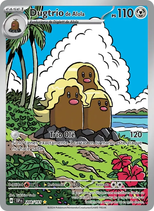 Dugtrio de Alola — Chispas Fulgurantes 208 Spanish Pokémon card