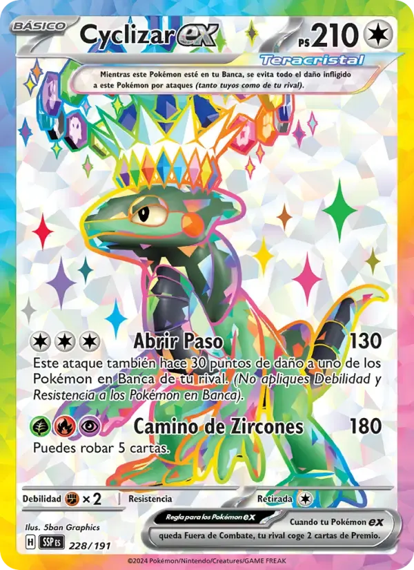 Cyclizar ex — Chispas Fulgurantes 228 Spanish Pokémon card