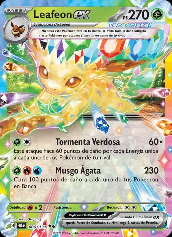 Leafeon ex — Evoluciones Prismáticas 6 Spanish Pokémon card