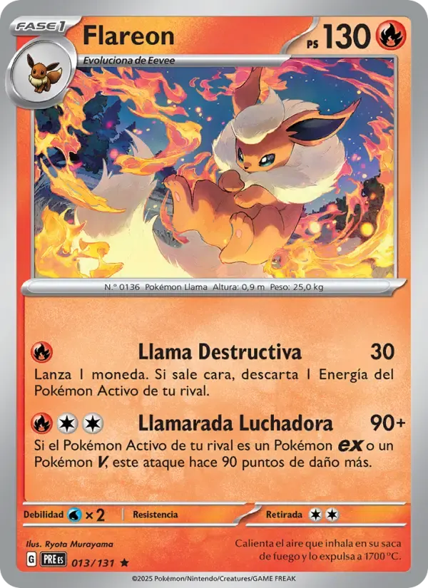 Flareon — Evoluciones Prismáticas 13 Spanish Pokémon card
