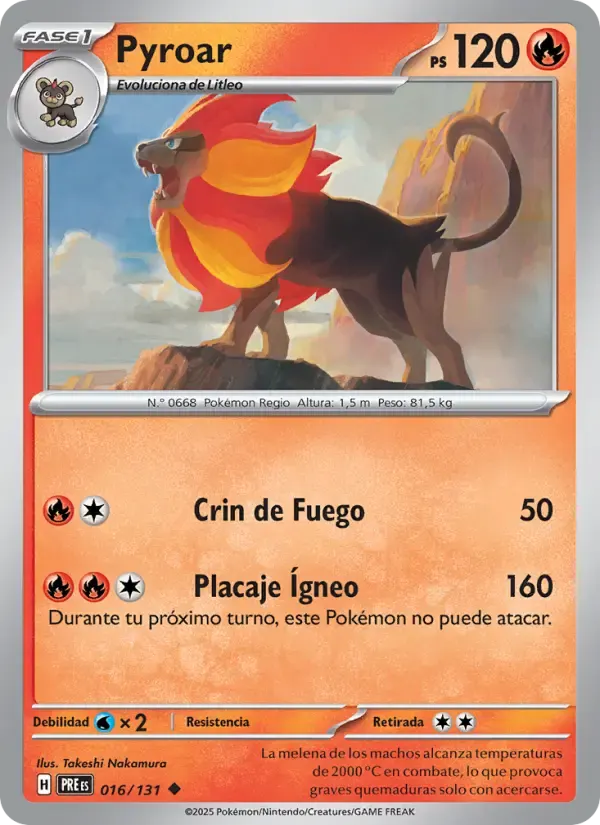 Pyroar — Evoluciones Prismáticas 16 Spanish Pokémon card