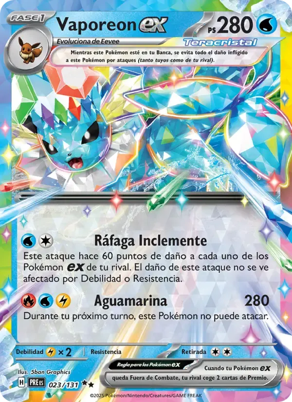 Vaporeon ex — Evoluciones Prismáticas 23 Spanish Pokémon card