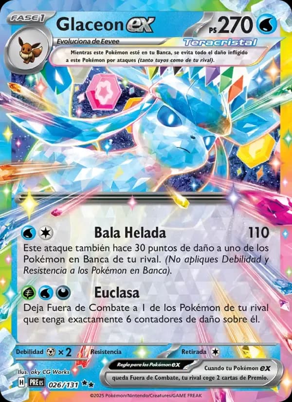 Glaceon ex — Evoluciones Prismáticas 26 Spanish Pokémon card