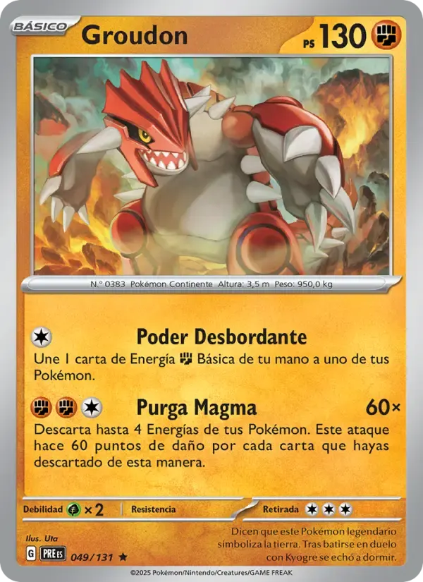 Groudon — Evoluciones Prismáticas 49 Spanish Pokémon card