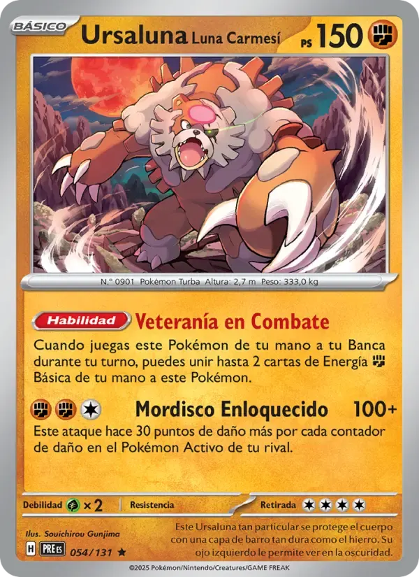 Ursaluna Luna Carmesí — Evoluciones Prismáticas 54 Spanish Pokémon card