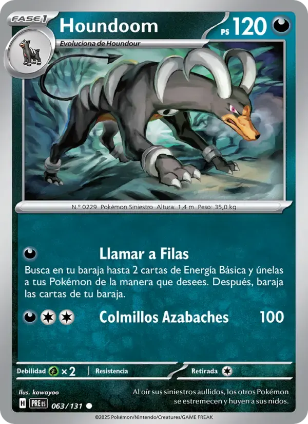 Houndoom — Evoluciones Prismáticas 63 Spanish Pokémon card