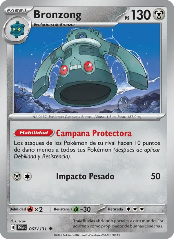 Bronzong — Evoluciones Prismáticas 67 Spanish Pokémon card