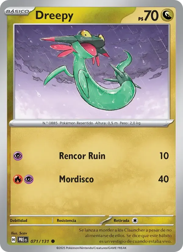 Dreepy — Evoluciones Prismáticas 71 Spanish Pokémon card
