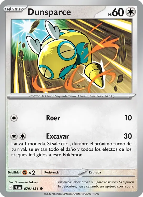 Dunsparce — Evoluciones Prismáticas 79 Spanish Pokémon card
