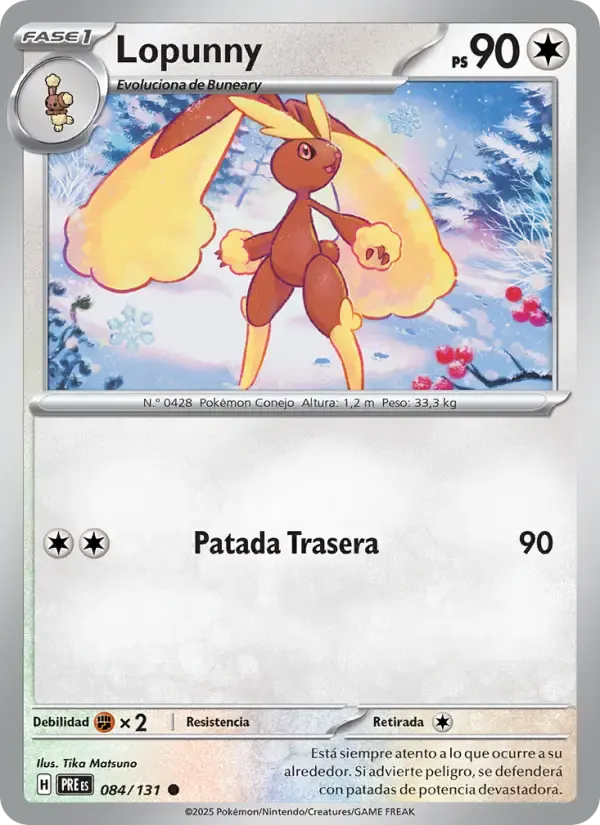 Lopunny — Evoluciones Prismáticas 84 Spanish Pokémon card