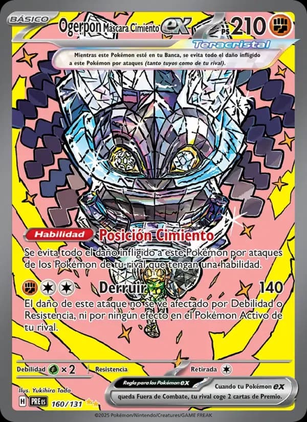 Ogerpon Máscara Cimiento ex — Evoluciones Prismáticas 160 Spanish Pokémon card