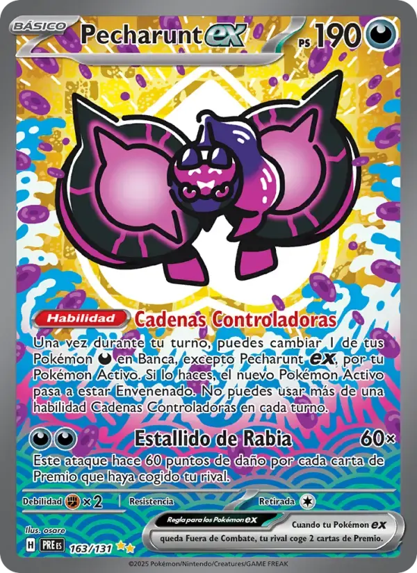 Pecharunt ex — Evoluciones Prismáticas 163 Spanish Pokémon card