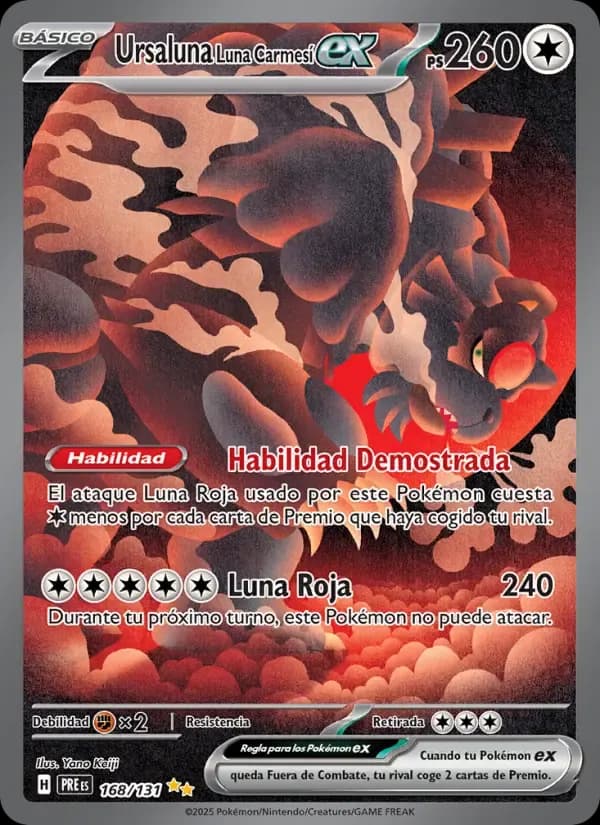 Ursaluna Luna Carmesí ex — Evoluciones Prismáticas 168 Spanish Pokémon card