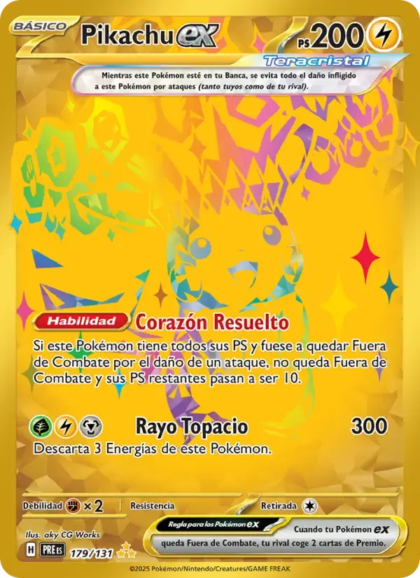 Pikachu ex — Evoluciones Prismáticas 179 Spanish Pokémon card