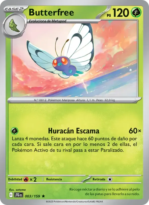 Butterfree — Juntos de Aventuras 3 Spanish Pokémon card