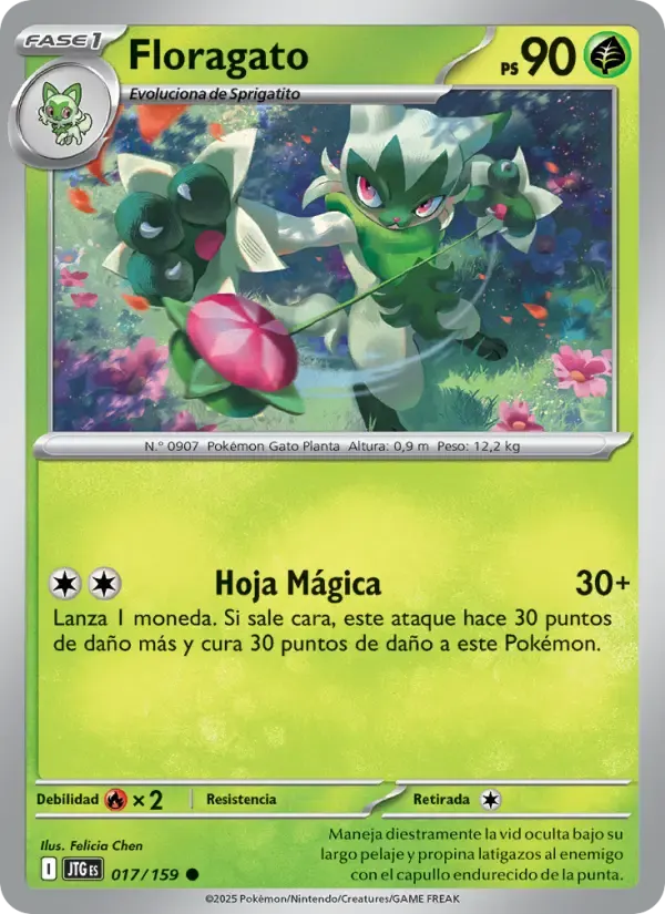 Floragato — Juntos de Aventuras 17 Spanish Pokémon card