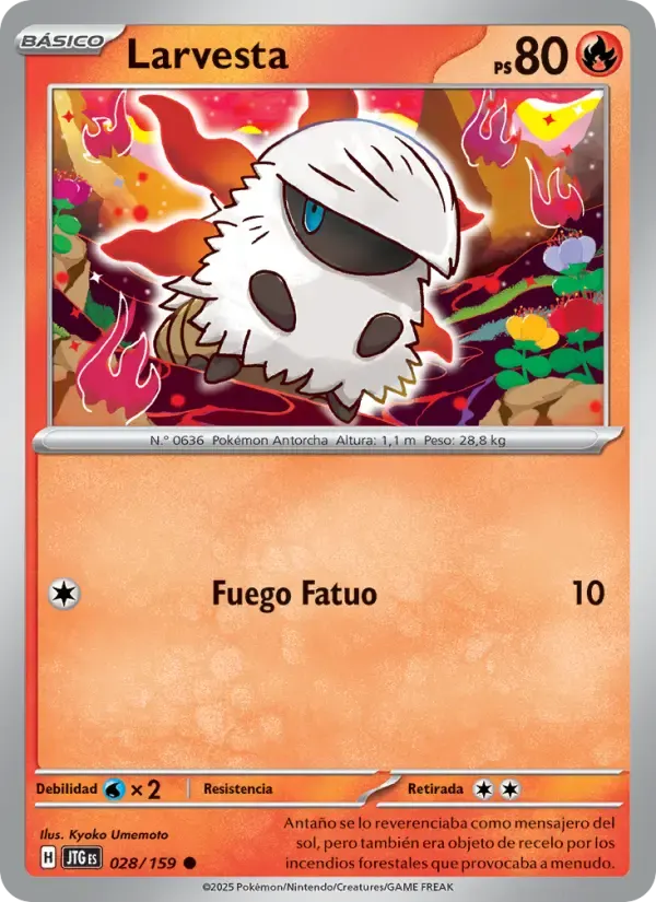 Larvesta — Juntos de Aventuras 28 Spanish Pokémon card