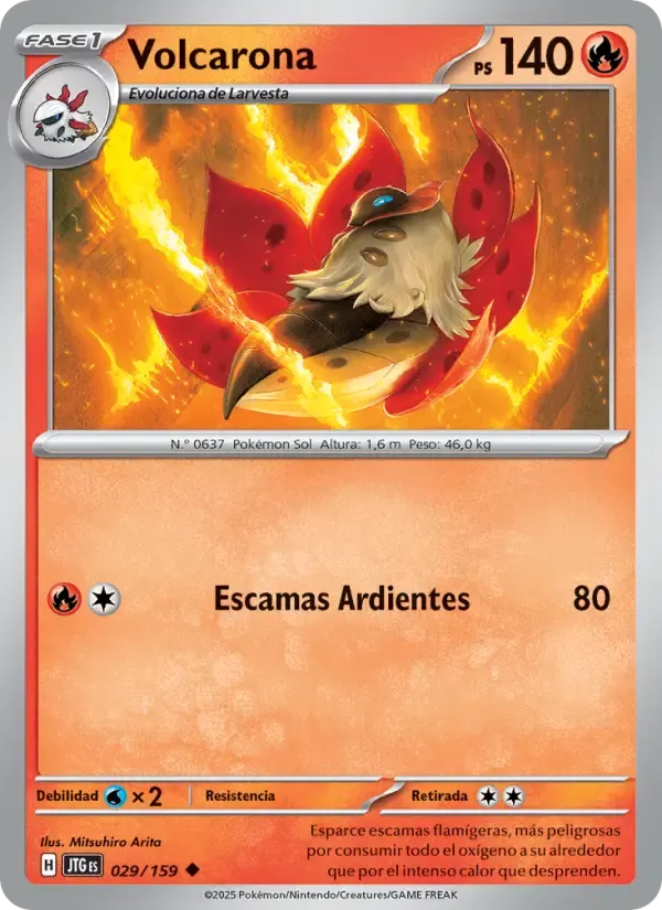 Volcarona — Juntos de Aventuras 29 Spanish Pokémon card