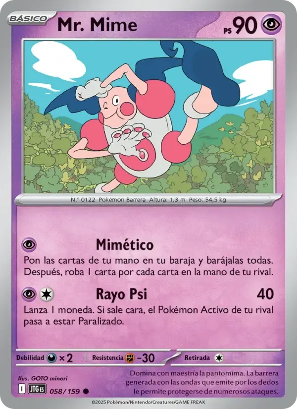 Mr. Mime — Juntos de Aventuras 58 Spanish Pokémon card
