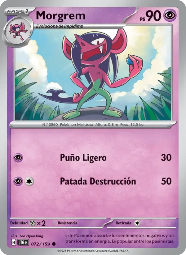 Morgrem — Juntos de Aventuras 72 Spanish Pokémon card