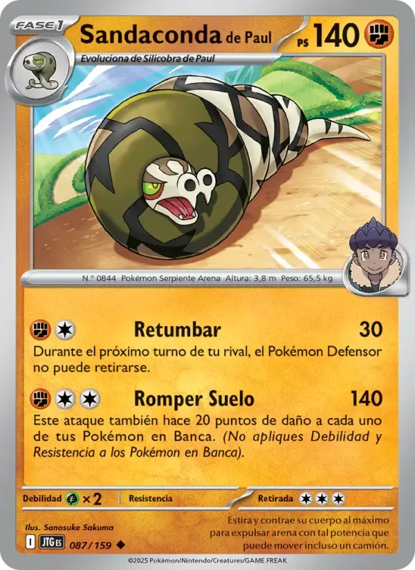 Sandaconda de Paul — Juntos de Aventuras 87 Spanish Pokémon card