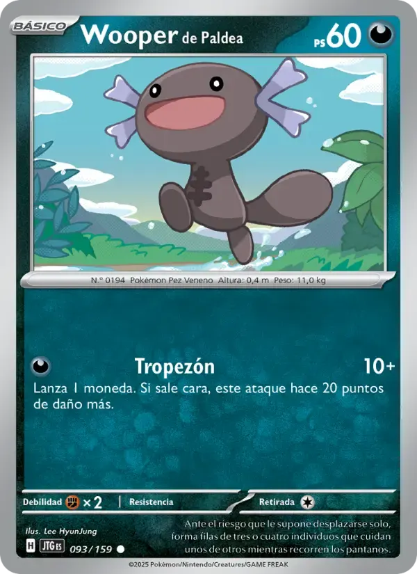Wooper de Paldea — Juntos de Aventuras 93 Spanish Pokémon card