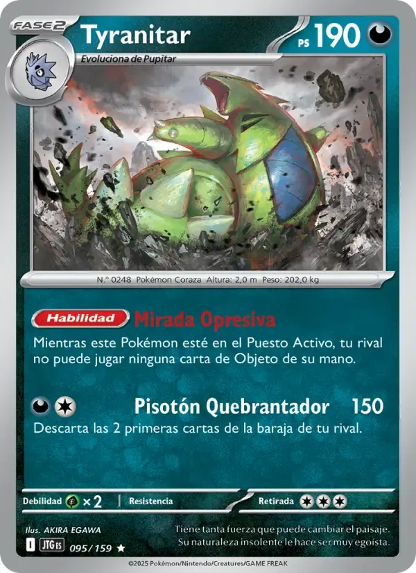 Tyranitar — Juntos de Aventuras 95 Spanish Pokémon card