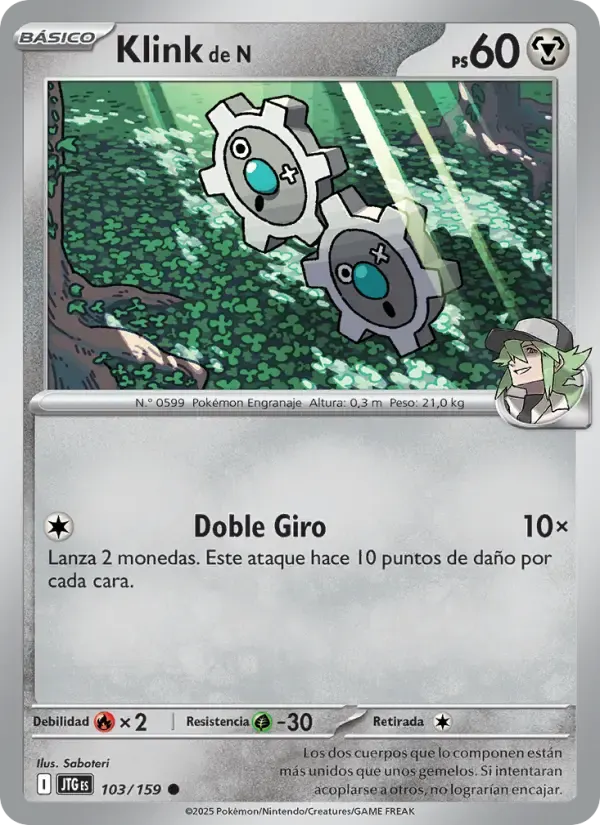 Klink de N — Juntos de Aventuras 103 Spanish Pokémon card