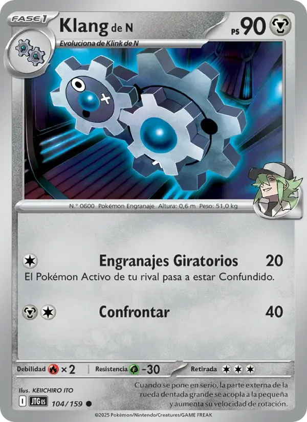 Klang de N — Juntos de Aventuras 104 Spanish Pokémon card