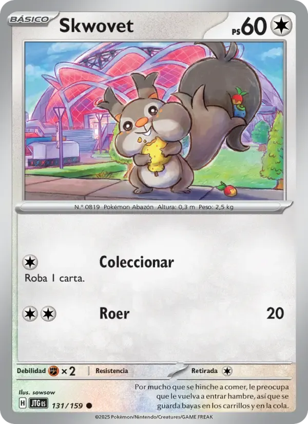 Skwovet — Juntos de Aventuras 131 Spanish Pokémon card
