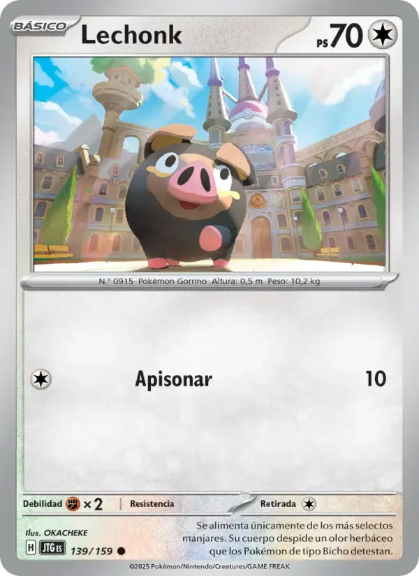 Lechonk — Juntos de Aventuras 139 Spanish Pokémon card