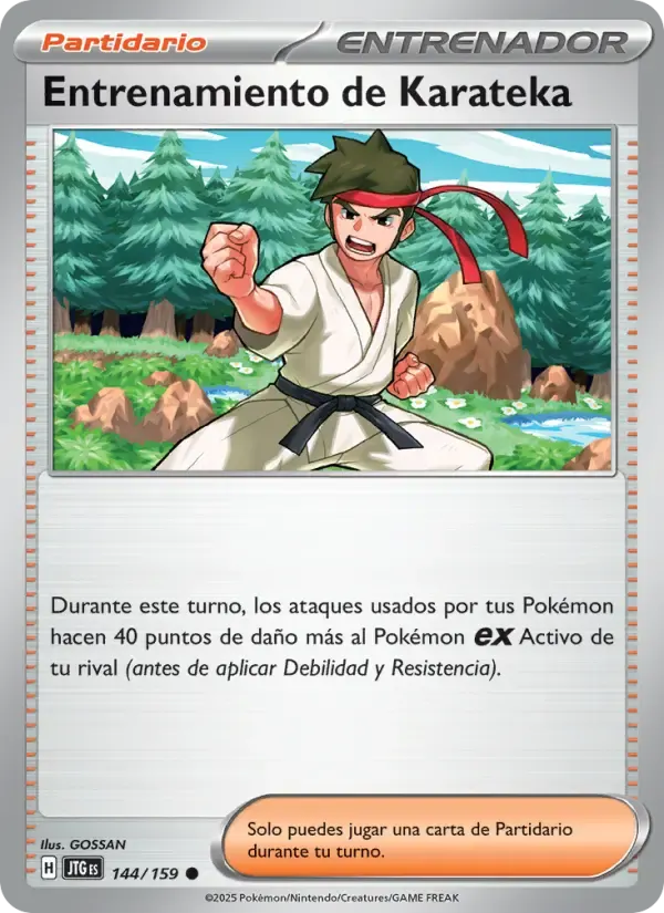 Entrenamiento de Karateka — Juntos de Aventuras 144 Spanish Pokémon card