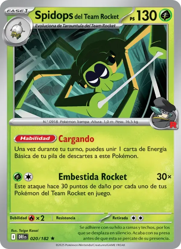 Spidops del Team Rocket — Rivales Predestinados 20 Spanish Pokémon card