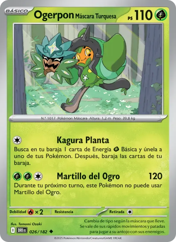 Ogerpon Máscara Turquesa — Rivales Predestinados 26 Spanish Pokémon card
