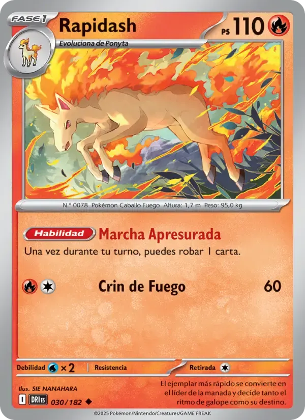 Rapidash — Rivales Predestinados 30 Spanish Pokémon card