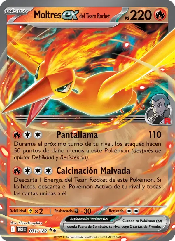 Moltres ex del Team Rocket — Rivales Predestinados 31 Spanish Pokémon card