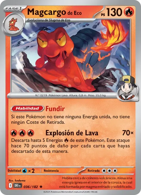 Magcargo de Eco — Rivales Predestinados 36 Spanish Pokémon card