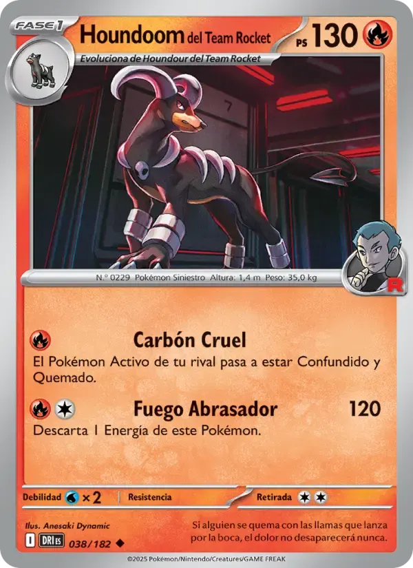 Houndoom del Team Rocket — Rivales Predestinados 38 Spanish Pokémon card