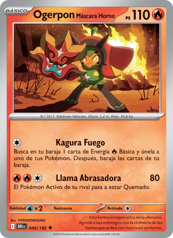 Ogerpon Máscara Horno — Rivales Predestinados 44 Spanish Pokémon card