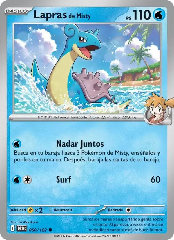 Lapras de Misty — Rivales Predestinados 50 Spanish Pokémon card