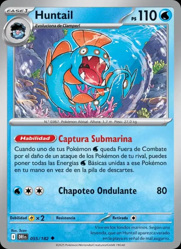 Huntail — Rivales Predestinados 55 Spanish Pokémon card