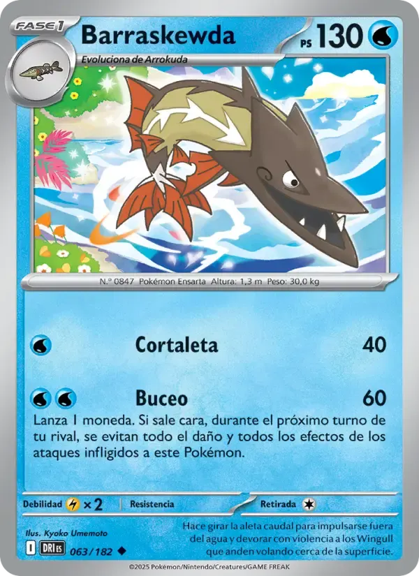 Barraskewda — Rivales Predestinados 63 Spanish Pokémon card