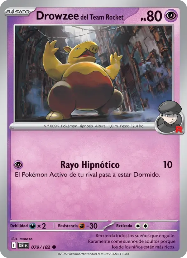 Drowzee del Team Rocket — Rivales Predestinados 79 Spanish Pokémon card