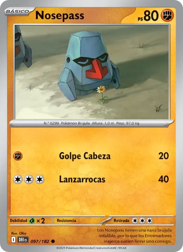 Nosepass — Rivales Predestinados 97 Spanish Pokémon card