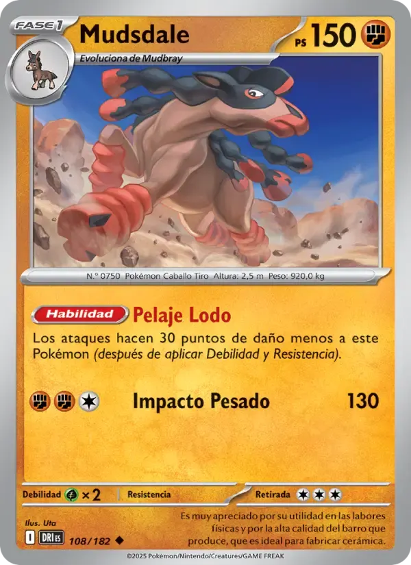 Mudsdale — Rivales Predestinados 108 Spanish Pokémon card