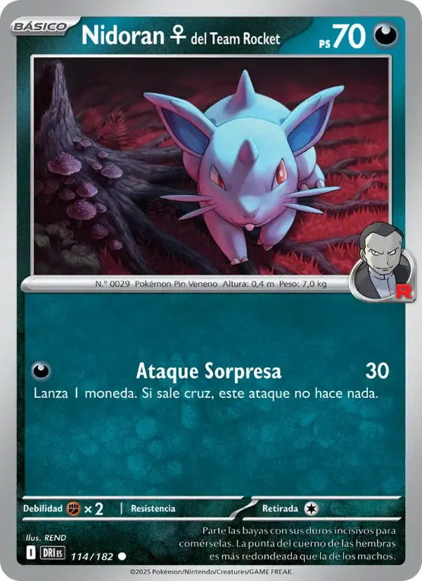 Nidoran♀ del Team Rocket — Rivales Predestinados 114 Spanish Pokémon card