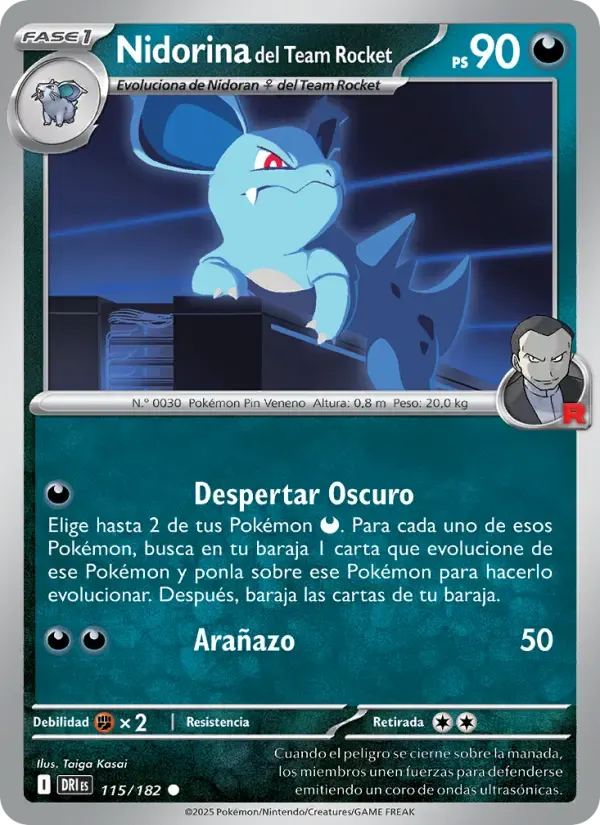 Nidorina del Team Rocket — Rivales Predestinados 115 Spanish Pokémon card